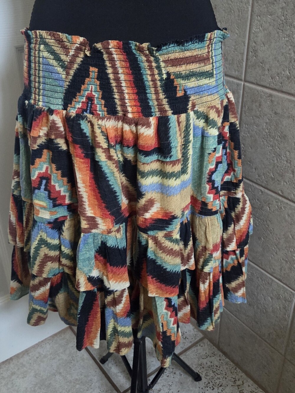 Lauren Ralph Lauren Multi-Color Aztec Tiered Skirt Western Boho Rodeo Size 14 - Picture 8 of 10